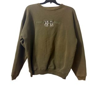 Vintage Embroidered Harley Davidson H-D Olive Green crewneck sweatshirt